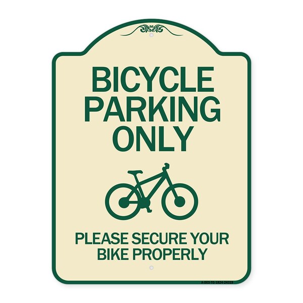 Signmission Bicycle Parking Please Secure Your Bike Properly Heavy-Gauge Aluminum Sign, 24" x 18", TG-1824-24319 A-DES-TG-1824-24319 - main